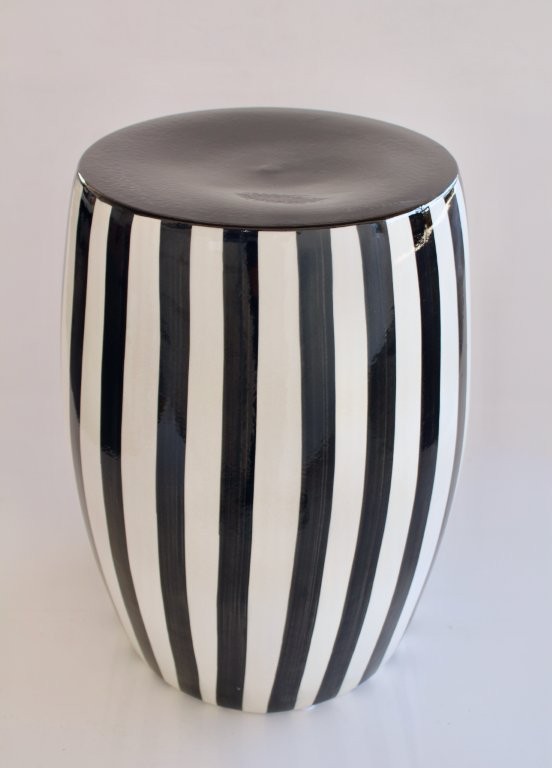 Black Stripe Ceramic Garden Stool